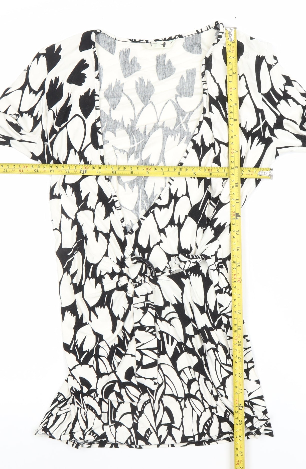 Marks and Spencer Womens Black Floral Wrap Jersey Blouse Size 10