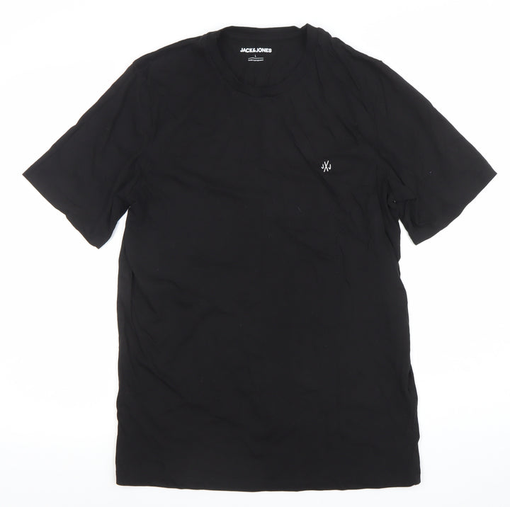 Jack & Jones Men's Black Crew Neck Cotton T-Shirt Size L