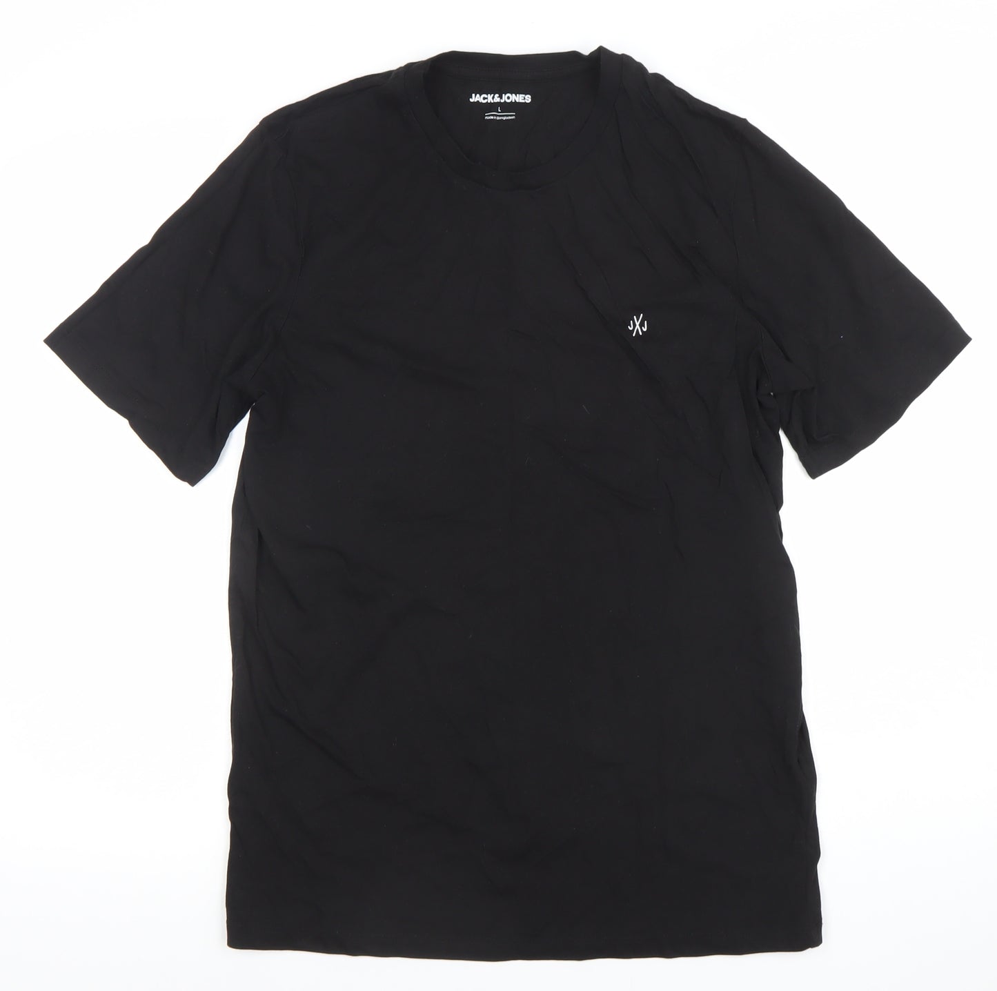 Jack & Jones Men's Black Crew Neck Cotton T-Shirt Size L