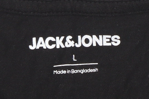 Jack & Jones Men's Black Crew Neck Cotton T-Shirt Size L