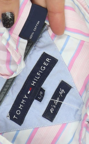 Tommy Hilfiger Men's Multicoloured Striped Long Sleeve Dress Shirt Size L