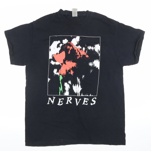 Gildan Men’s Black Heavy Cotton Band Graphic Rock T-Shirt Size M