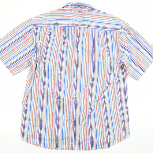 Tricot Marine Men's Multicoloured Striped Short Sleeve Casual Shirt L