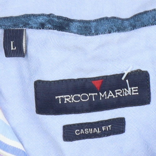 Tricot Marine Men's Multicoloured Striped Short Sleeve Casual Shirt L