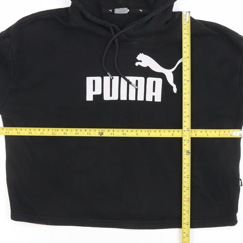 Puma Womens Black XS Pullover Hoodie Sweatshirt Athletic Logo