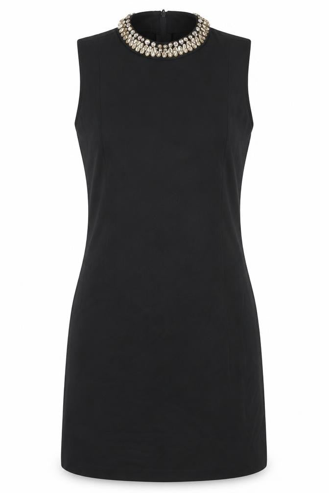 H&M Women’s Black Beaded Sheath Dress Size 8 Sleeveless Party Wear