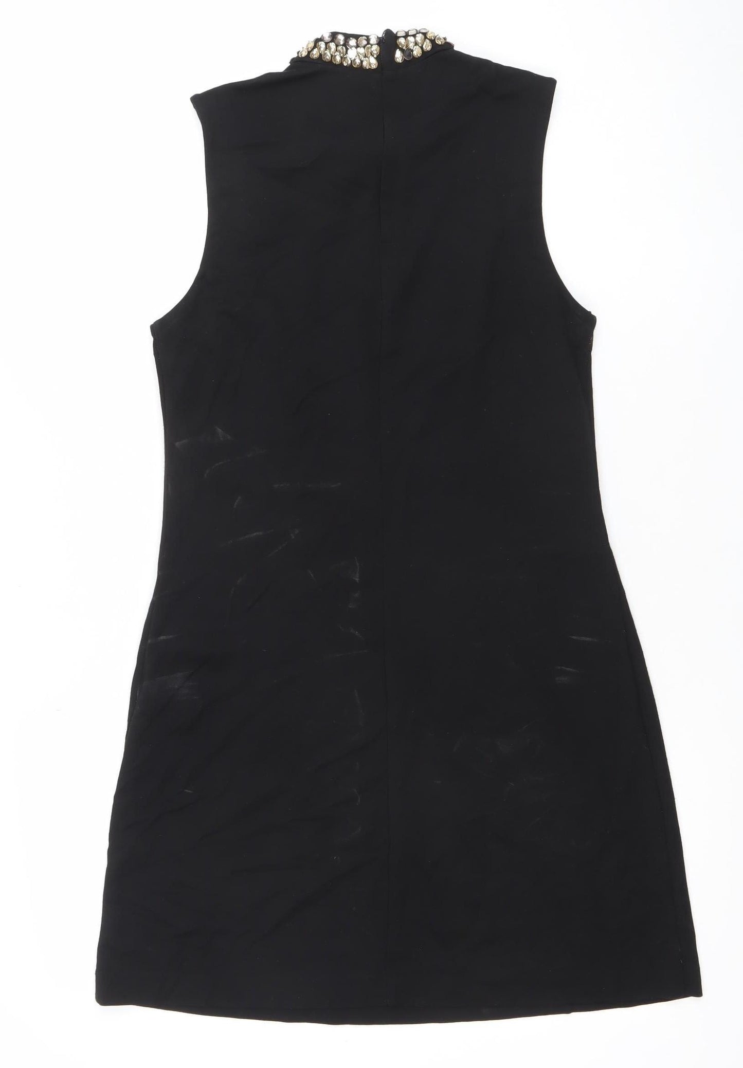 H&M Women’s Black Beaded Sheath Dress Size 8 Sleeveless Party Wear
