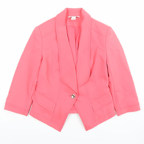 White House Black Market Women Pink Shawl Collar One-Button Blazer Size 6