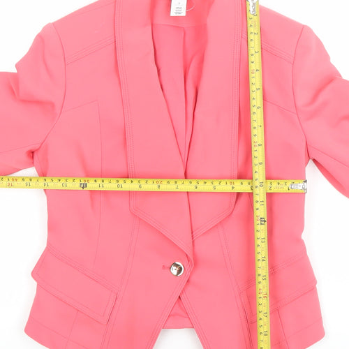 White House Black Market Women Pink Shawl Collar One-Button Blazer Size 6