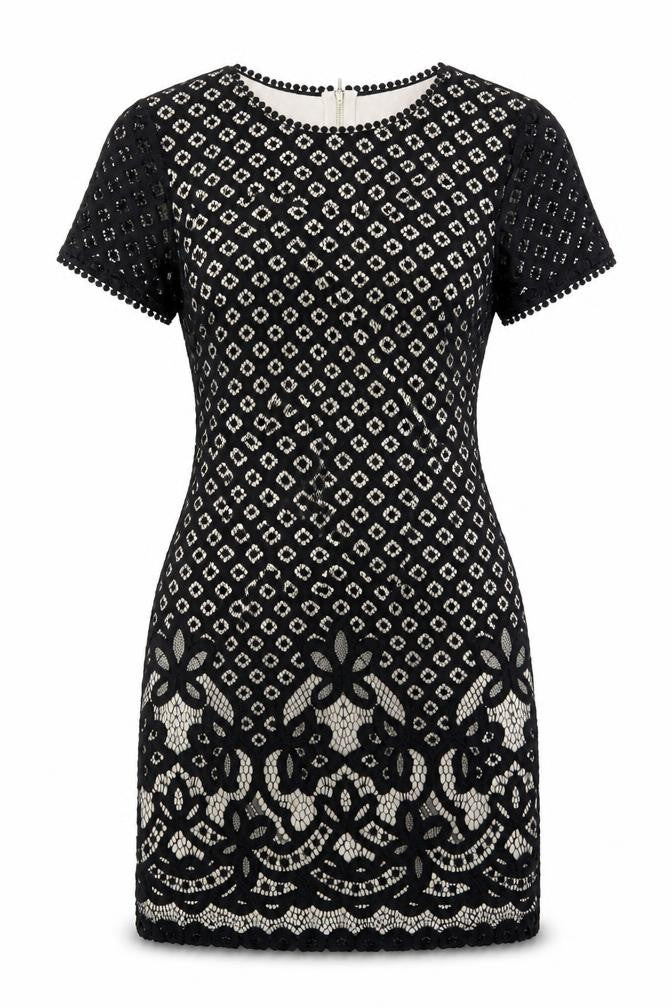 Dorothy Perkins Women’s Black Lace Bodycon Dress Size 10 Short Sleeve