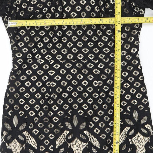 Dorothy Perkins Women’s Black Lace Bodycon Dress Size 10 Short Sleeve