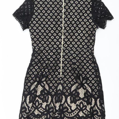 Dorothy Perkins Women’s Black Lace Bodycon Dress Size 10 Short Sleeve