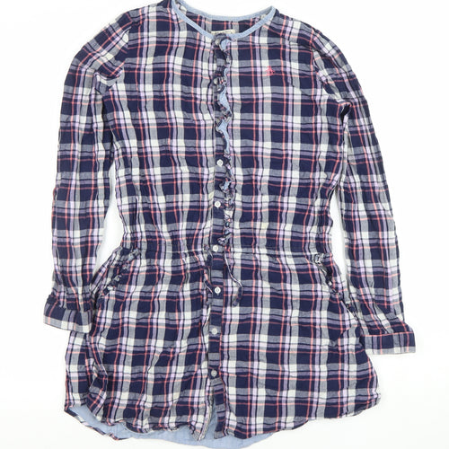 Original Penguin Girls Navy Check Shirt Dress 14-15 Years Cotton Long Sleeve