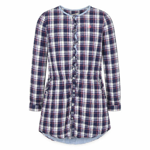 Original Penguin Girls Navy Check Shirt Dress 14-15 Years Cotton Long Sleeve
