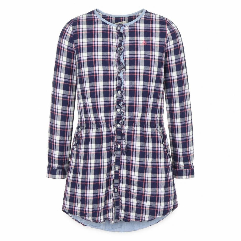 Original Penguin Girls Navy Check Shirt Dress 14-15 Years Cotton Long Sleeve