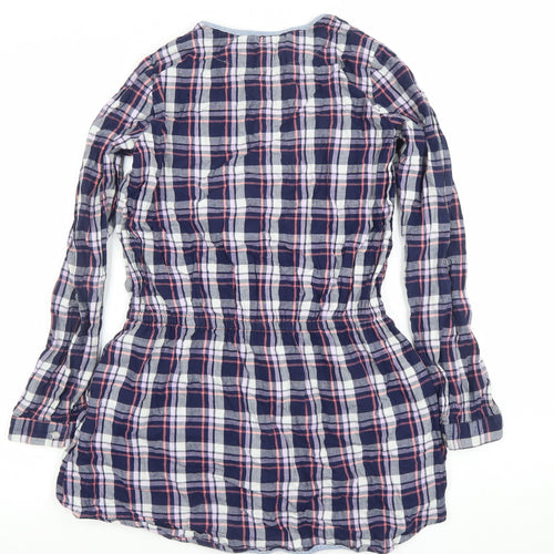 Original Penguin Girls Navy Check Shirt Dress 14-15 Years Cotton Long Sleeve