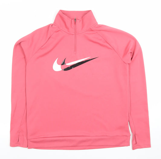 Nike Women's Pink Dri-Fit 1/4 Zip Long Sleeve Running Top Size S