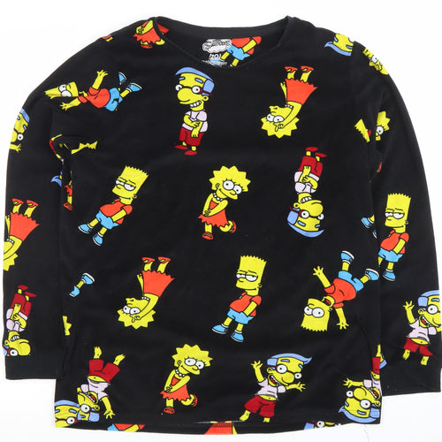 The Simpsons Black Long Sleeve Nightshirt Women M Cartoon Print