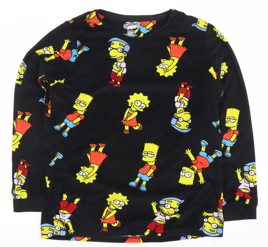 The Simpsons Black Long Sleeve Nightshirt Women M Cartoon Print