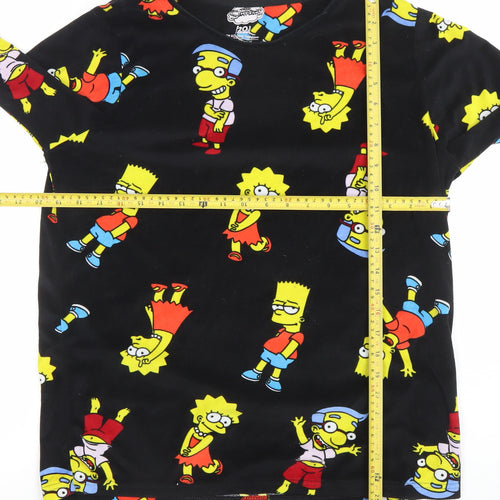The Simpsons Black Long Sleeve Nightshirt Women M Cartoon Print