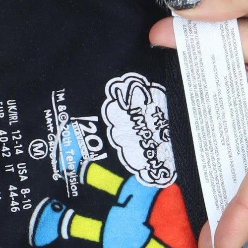 The Simpsons Black Long Sleeve Nightshirt Women M Cartoon Print