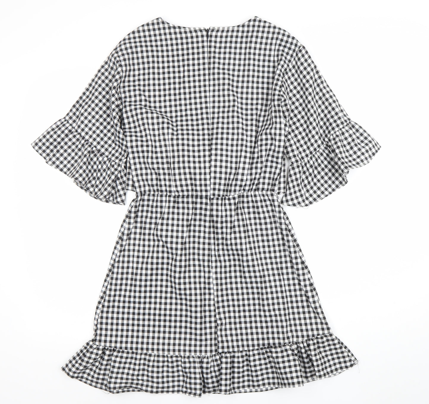 Primark Women’s Black Gingham Embroidered Short Shift Dress Size 10