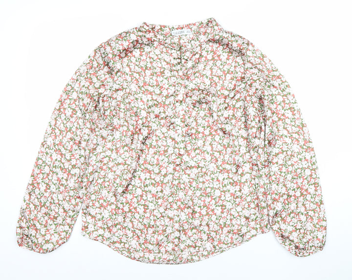 Gallery Womens Multicoloured Floral Long Sleeve Chiffon Blouse Size 10
