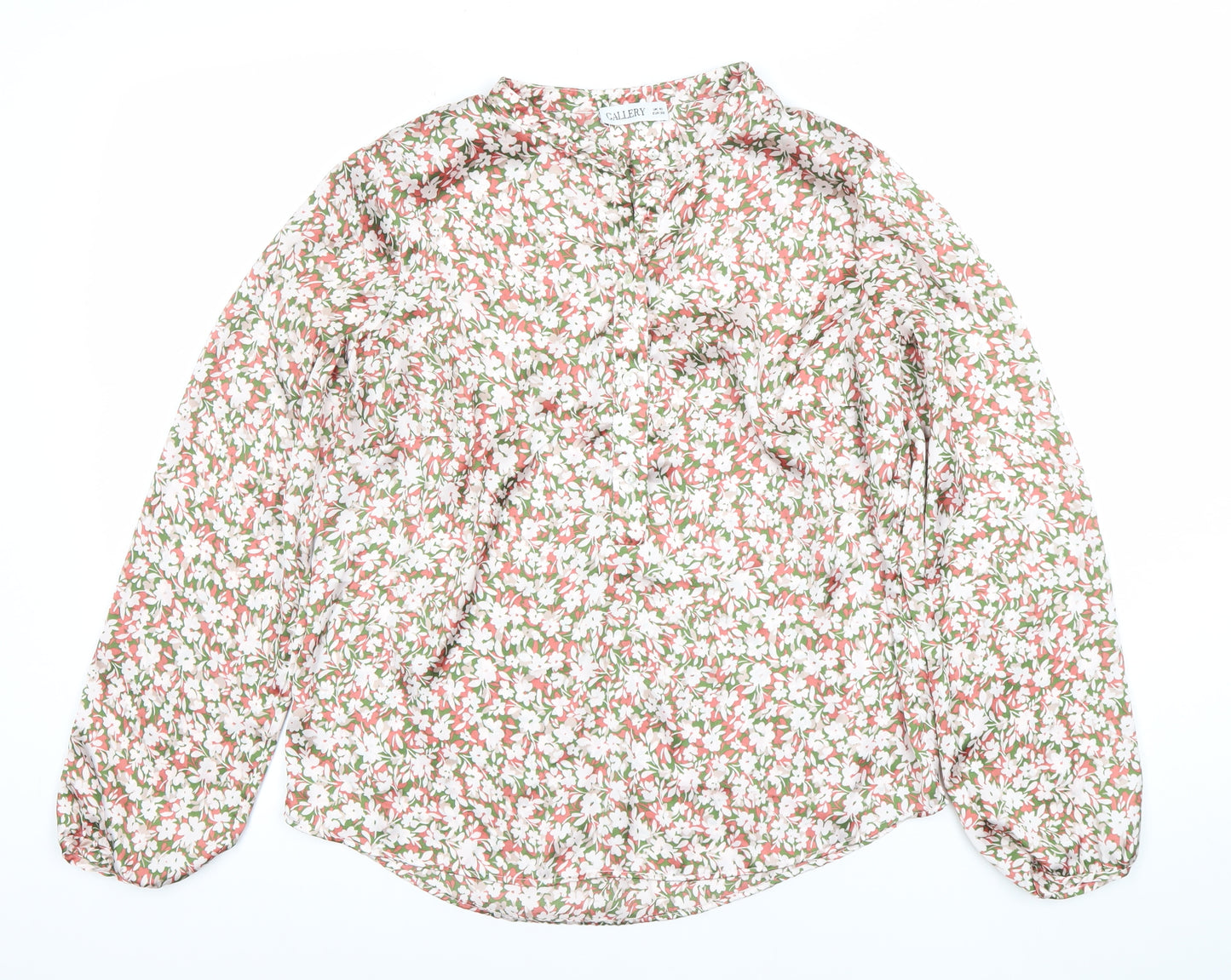 Gallery Womens Multicoloured Floral Long Sleeve Chiffon Blouse Size 10