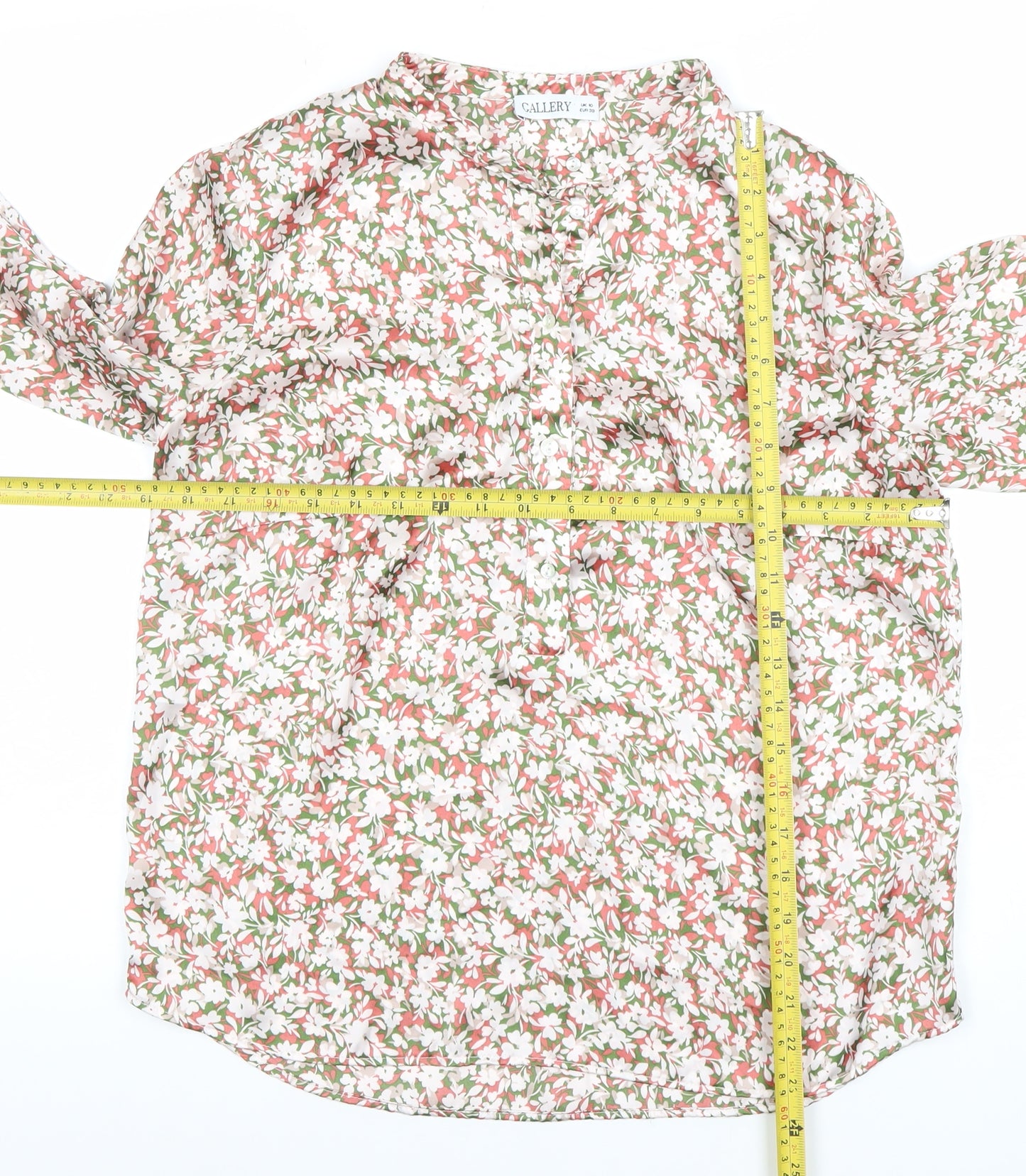 Gallery Womens Multicoloured Floral Long Sleeve Chiffon Blouse Size 10
