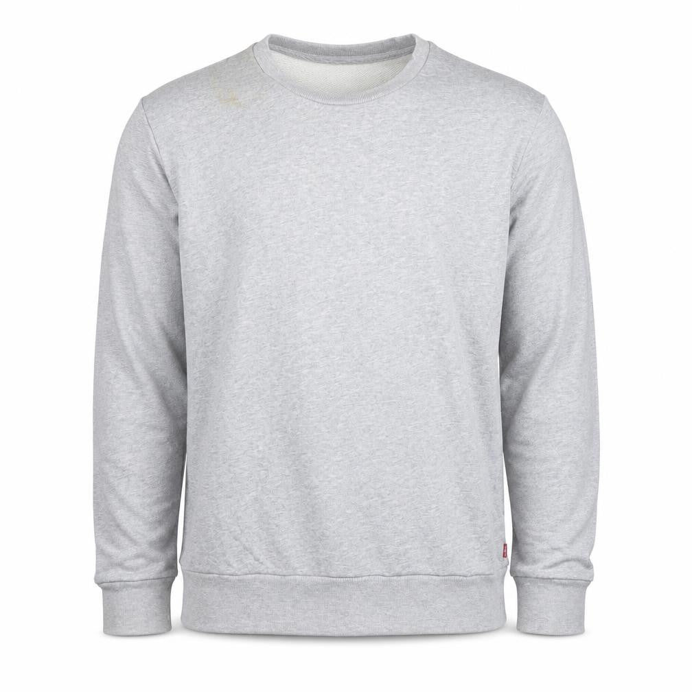 Front view of Levi's Men's Grey Cotton Crew Neck Pullover Sweatshirt, size S