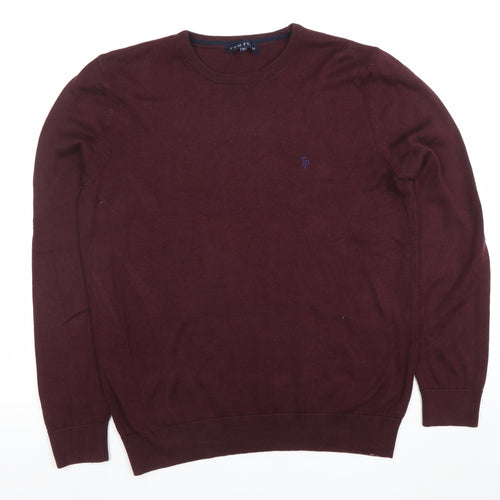 Tom Penn Men's XL Red Cotton Crew Neck Jumper
