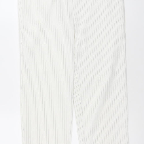 Gallery Women's White Pinstripe Viscose Blend Slim Trousers Size S UK 8