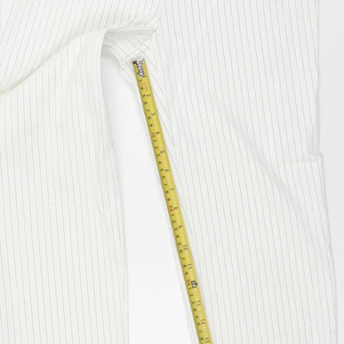 Gallery Women's White Pinstripe Viscose Blend Slim Trousers Size S UK 8