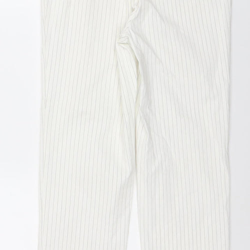 Gallery Women's White Pinstripe Viscose Blend Slim Trousers Size S UK 8