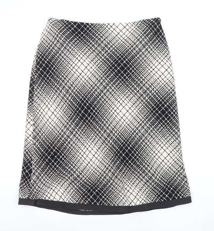 Steilmann Women Black Check Tweed Knee Length Pencil Skirt Size 14