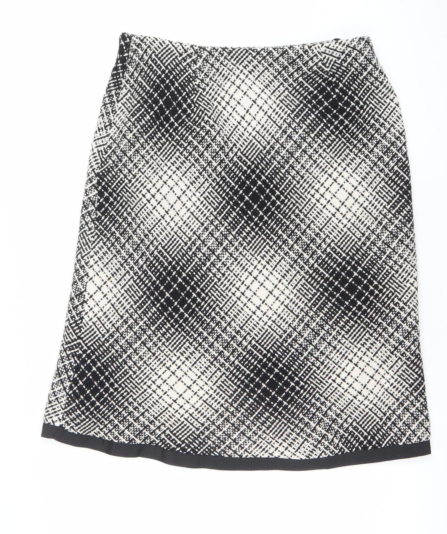 Steilmann Women Black Check Tweed Knee Length Pencil Skirt Size 14
