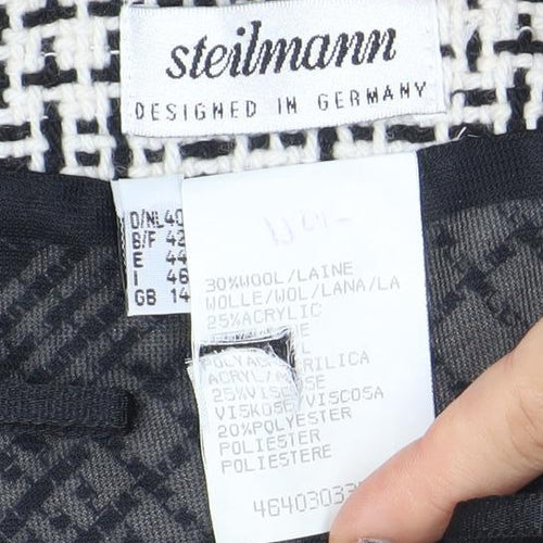 Steilmann Women Black Check Tweed Knee Length Pencil Skirt Size 14