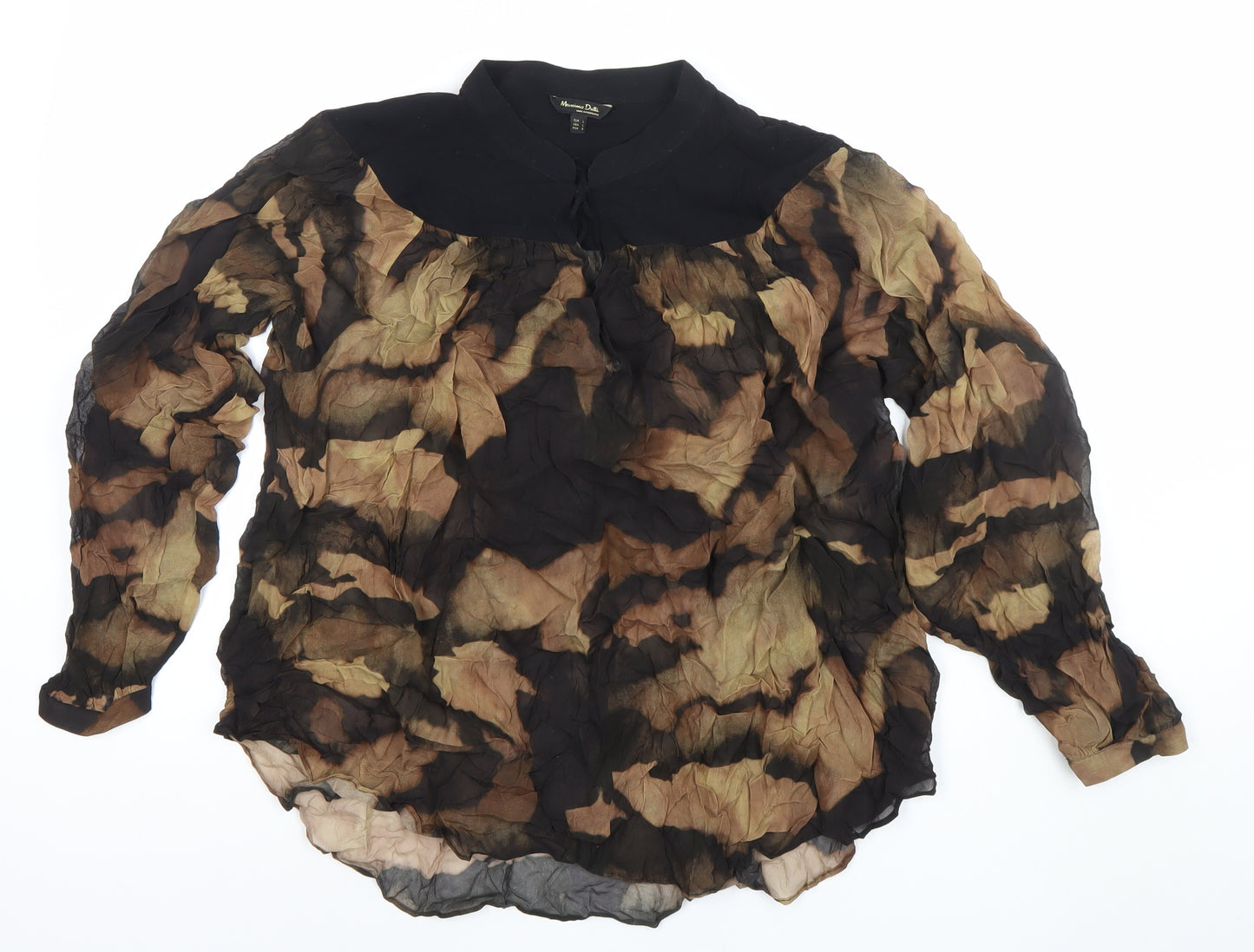 Massimo Dutti Women’s Multicoloured Camouflage Viscose Blouse L