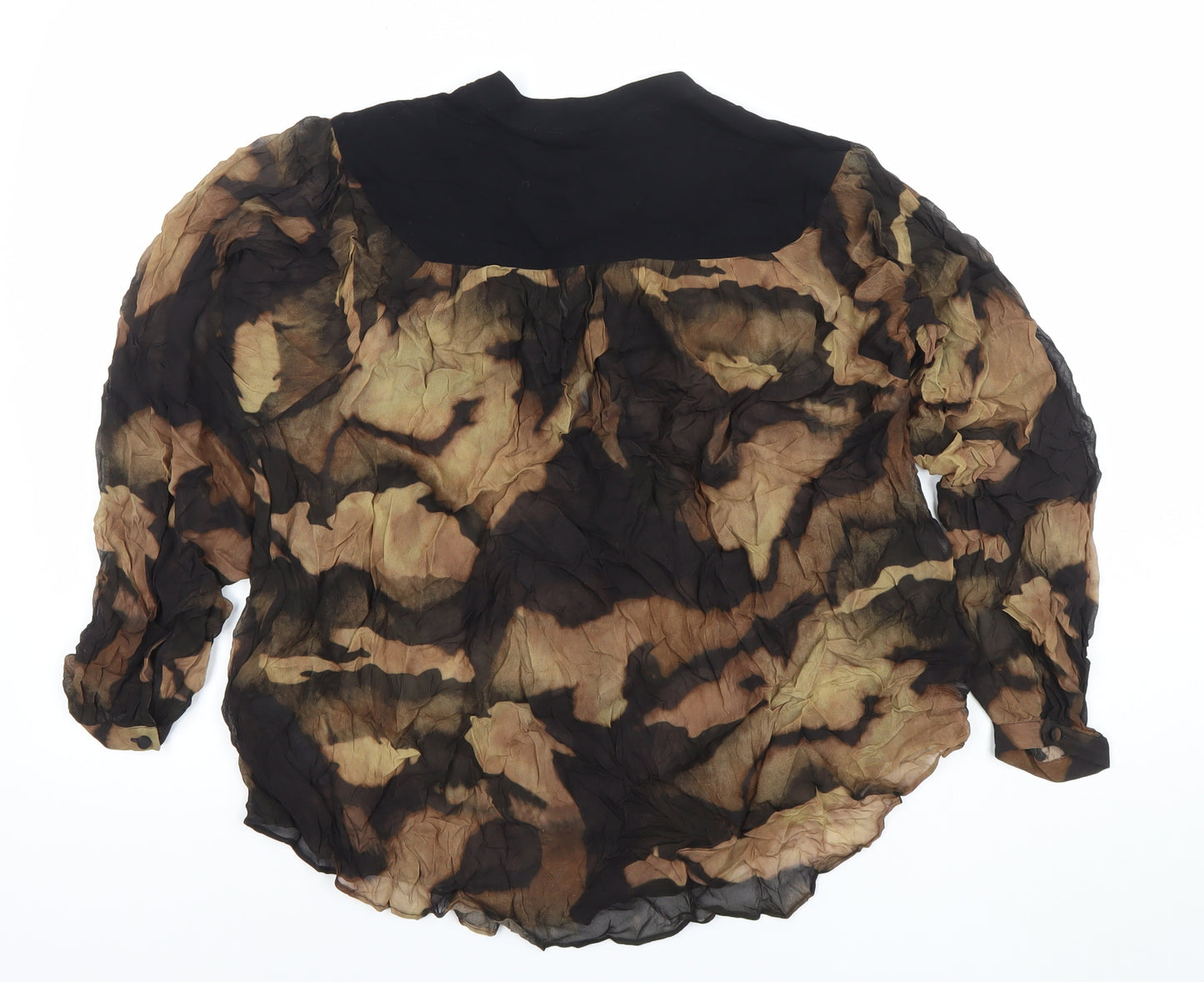 Massimo Dutti Women’s Multicoloured Camouflage Viscose Blouse L