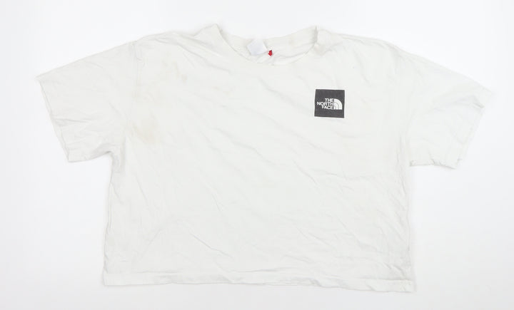 The North Face Womens White Cotton Relaxed Fit Short Sleeve T-Shirt L