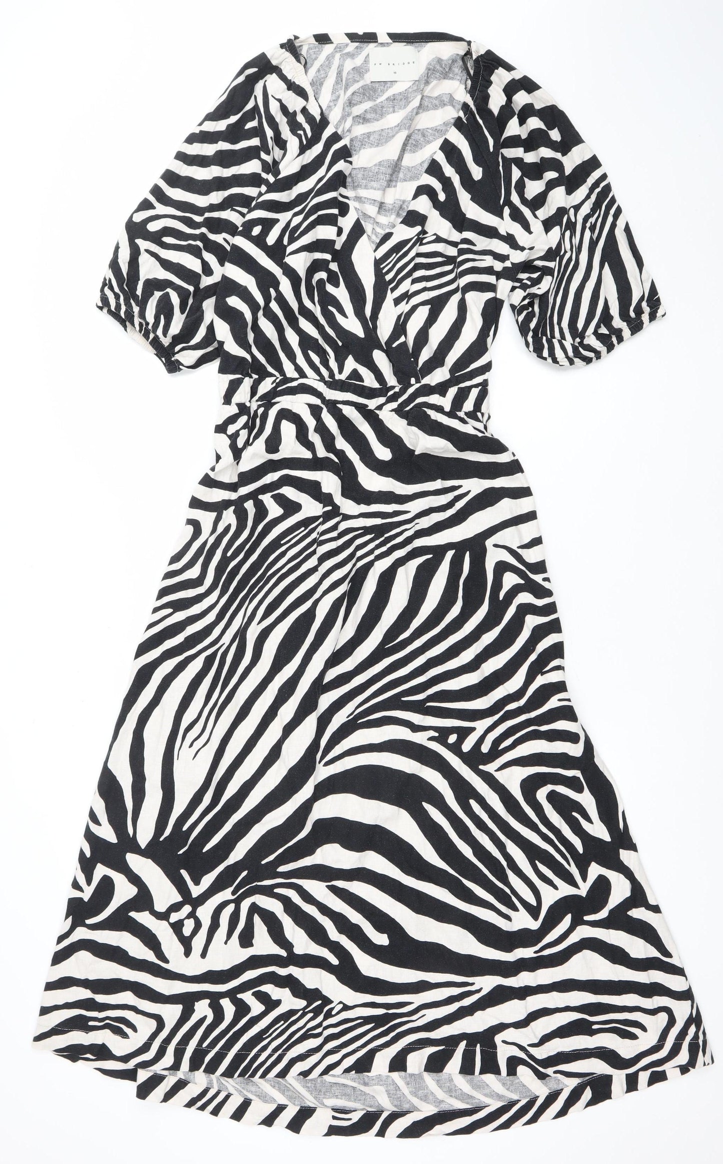 FW Bridge Women’s Black Zebra Print A-Line Dress Size 16