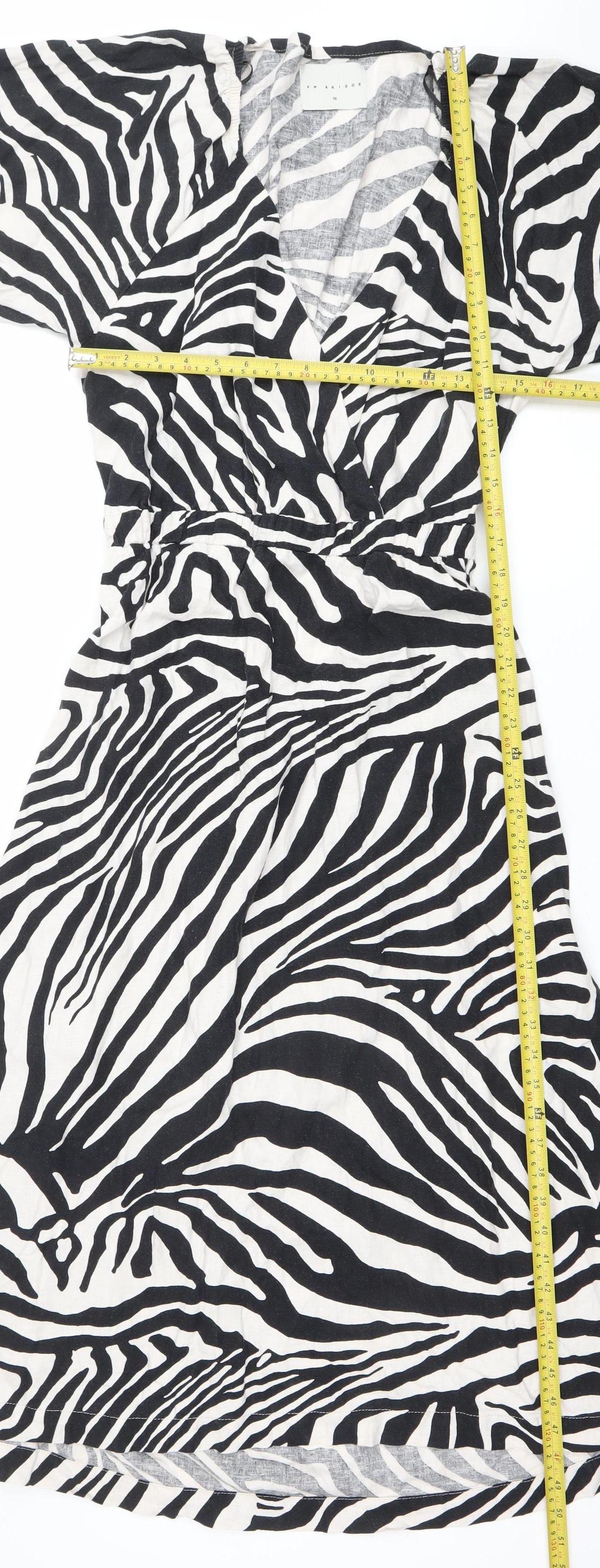 FW Bridge Women’s Black Zebra Print A-Line Dress Size 16