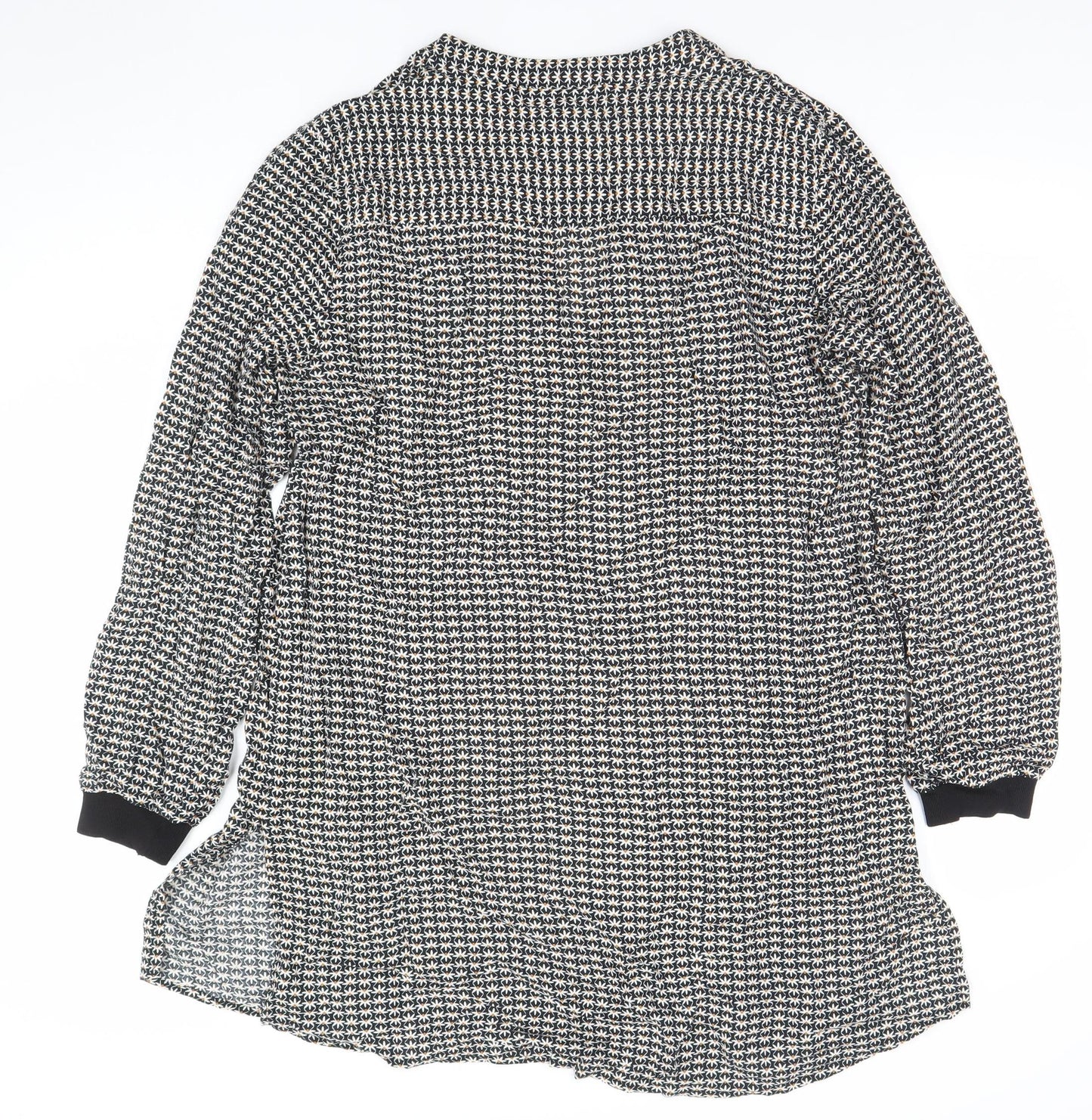 Part Two Women’s Black Geometric V-Neck Shirt Dress Size 14