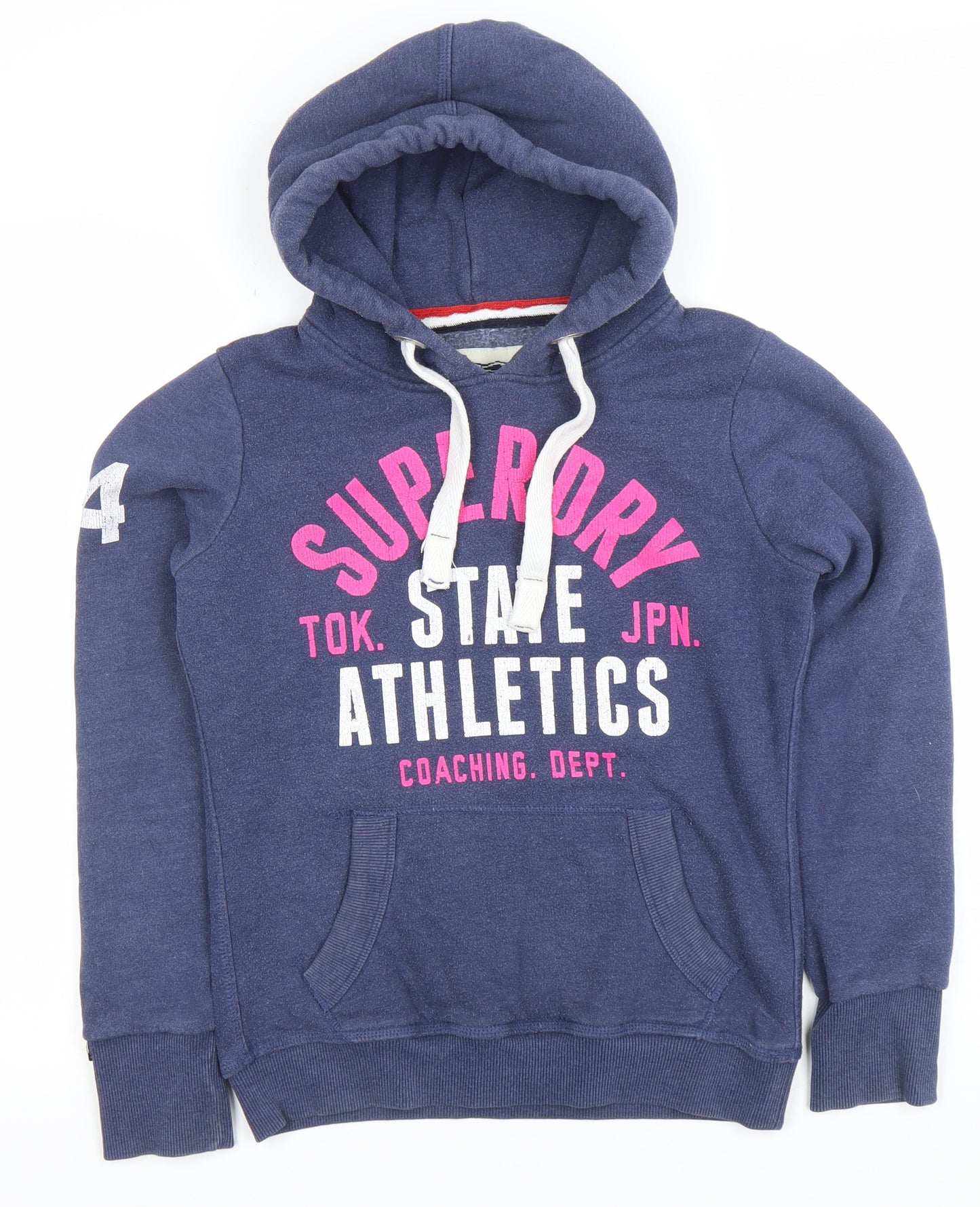Superdry Women Blue Pullover Hoodie Small Athletic Graphic Print