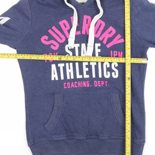 Superdry Women Blue Pullover Hoodie Small Athletic Graphic Print
