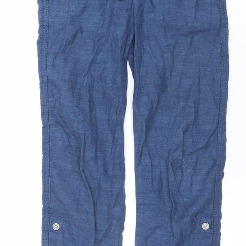 H&M Boys Blue Cotton Cargo Trousers 7-8 Years Drawstring Waist