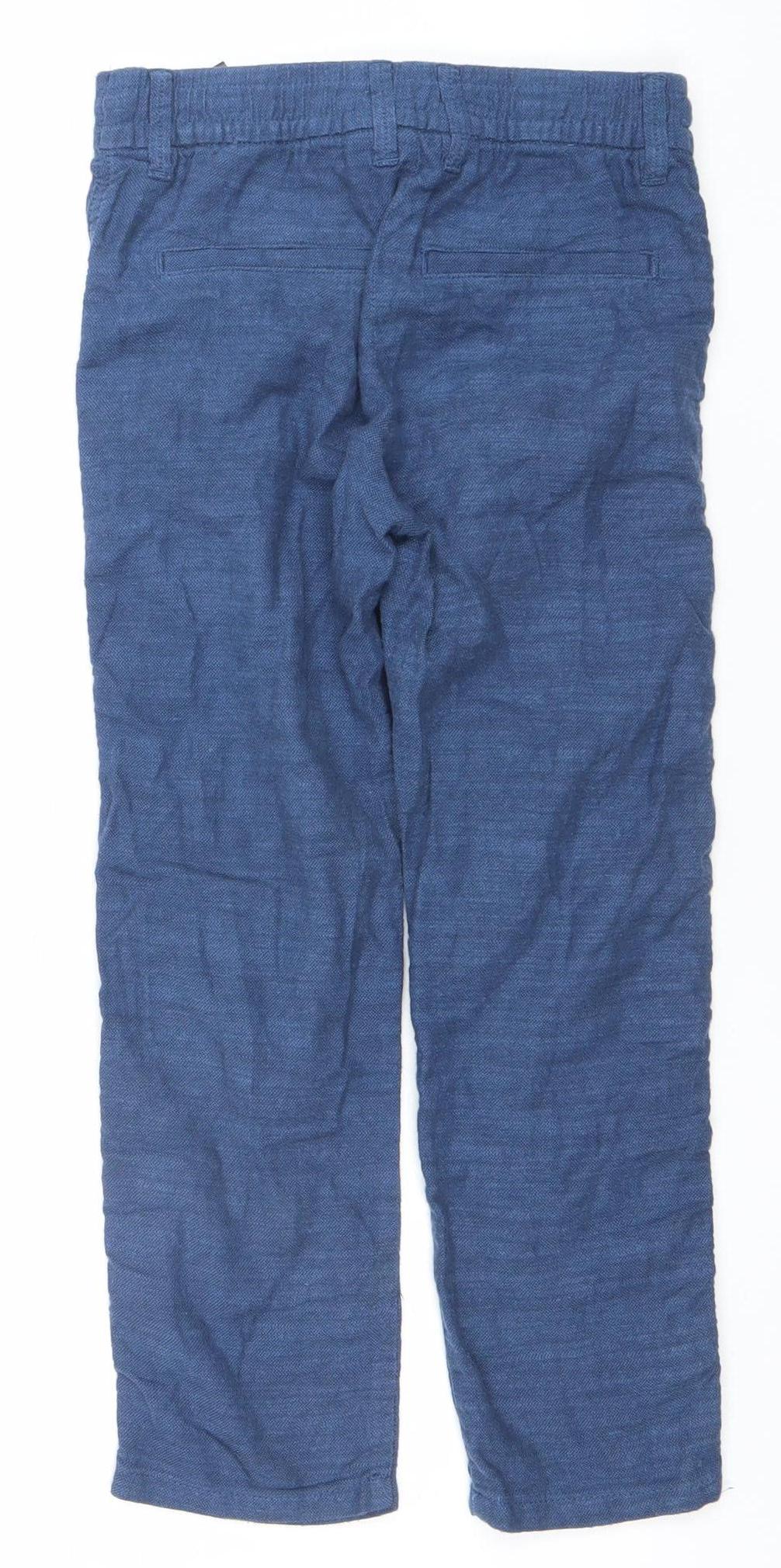 H&M Boys Blue Cotton Cargo Trousers 7-8 Years Drawstring Waist