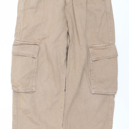 H&M Boys Beige Elastic Waist Jogger Trousers 8-9 Years Cotton Twill
