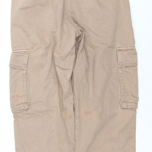 H&M Boys Beige Elastic Waist Jogger Trousers 8-9 Years Cotton Twill
