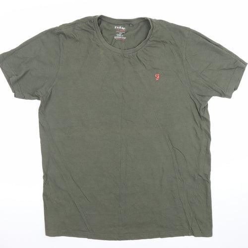 Farah Men's Green Cotton Crew Neck Short Sleeve T-Shirt Size L